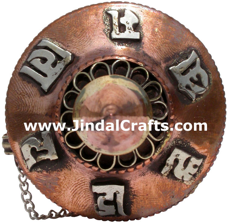 Tibetan Copper Mani Mantra Prayer Wheel Buddha