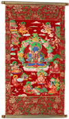 Golden Velvet Tibetan Buddha Thangka Painting India Art