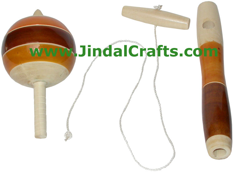 Stick Spinning Top - Handmade Wooden Toy from India