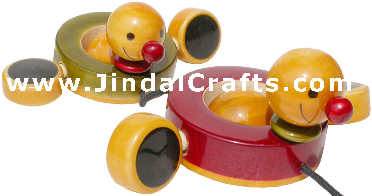Wooden Moving Ducks Toy - Hand Made Vegetable Colors