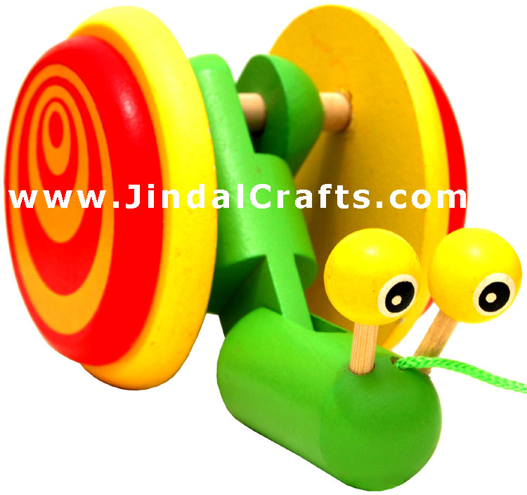 Handmade Handpainted Wooden Bug Cart Toy India