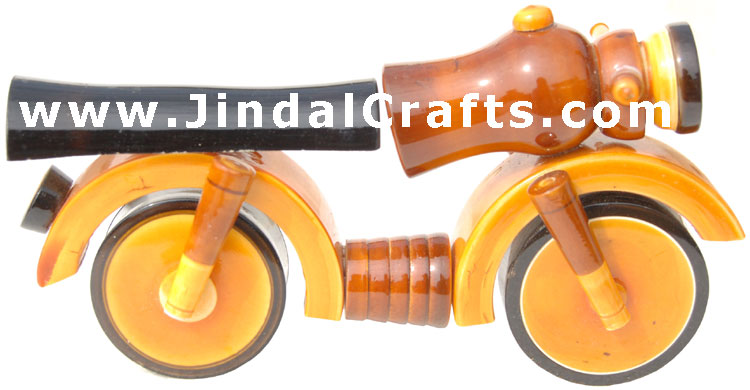 Handmade Handpainted Wooden Bike Toy India Art