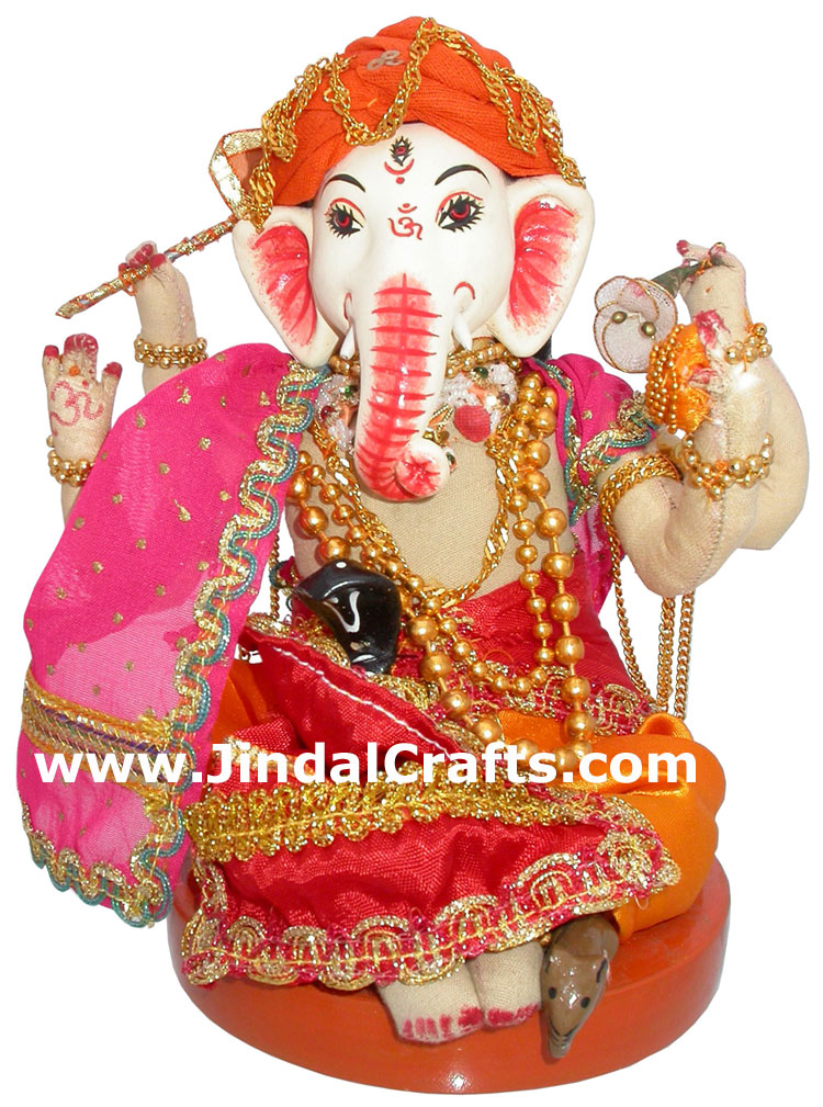 Lord Ganesha Handmade Traditional Costume Doll India Vinayaka Statues Idol Arts