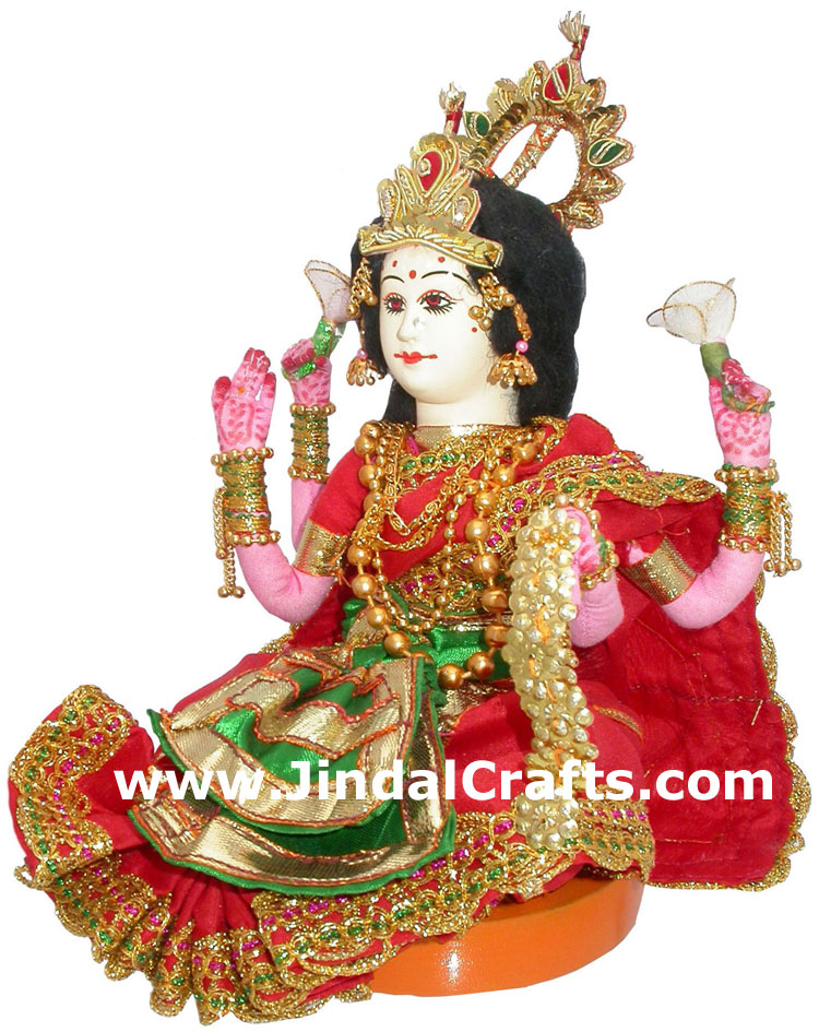 Goddess Lakshmi Handmade Traditional Indian Hindu Collectible Costume Doll Luxmi