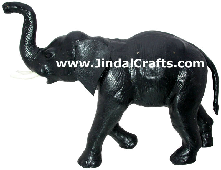 Elephant - Handmade Stuffed Leather Animals Toys India