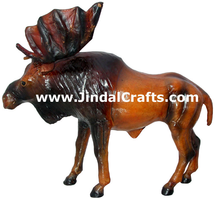 Moose - Handmade Stuffed Leather Animals Toys India Art