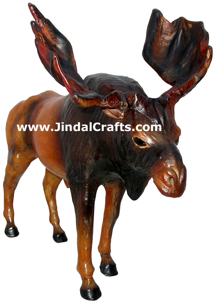 Moose - Handmade Stuffed Leather Animals Toys India Art