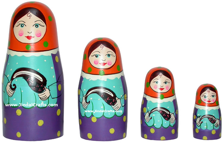 Russian Dolls Handmade Wooden India Stacking Dolls