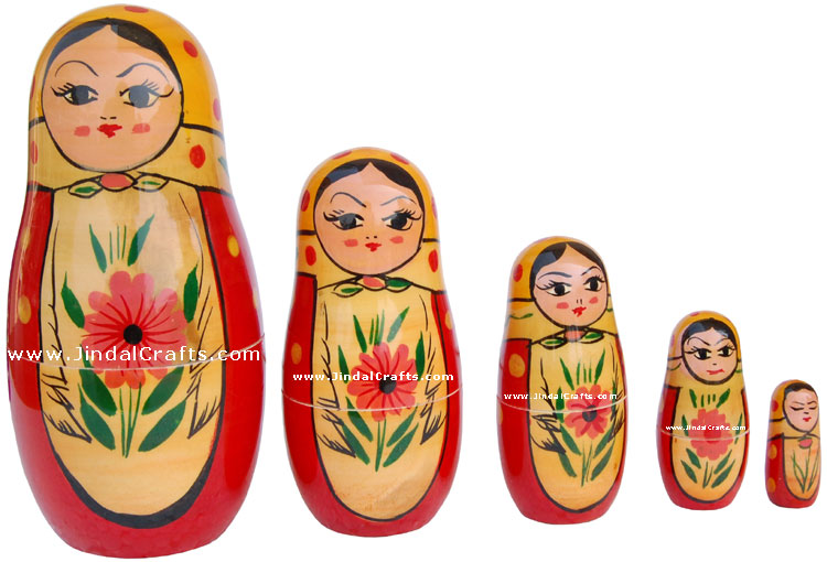 Russian Dolls - Handmade Wooden India Stacking Dolls