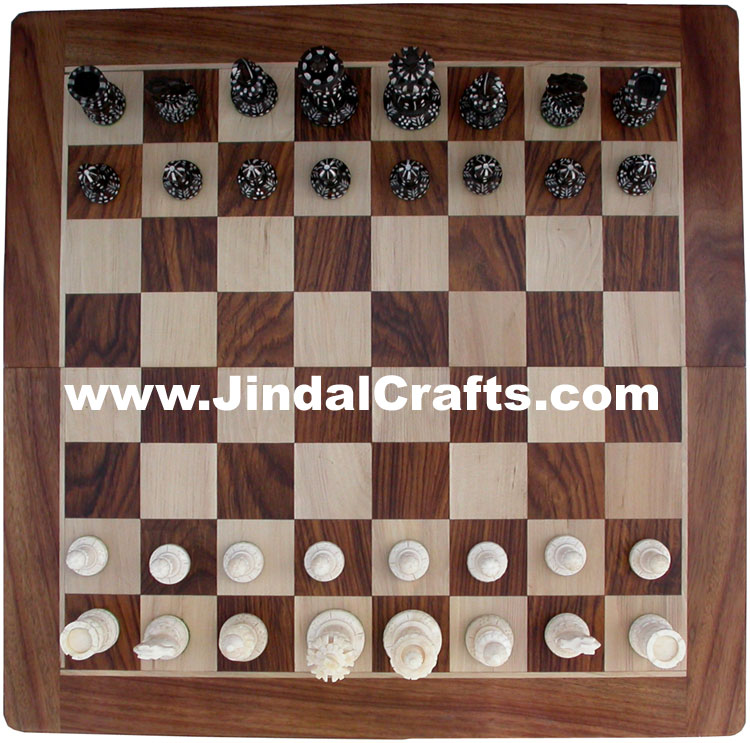 Handmade Wooden Indian Chess Board Set India Handicrafts Arts Crafts Sheesham