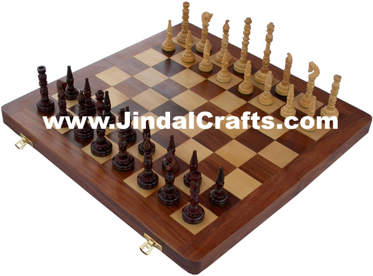 Handcrafted Wooden Indian Chess Figures India Handicrafts Arts Craft