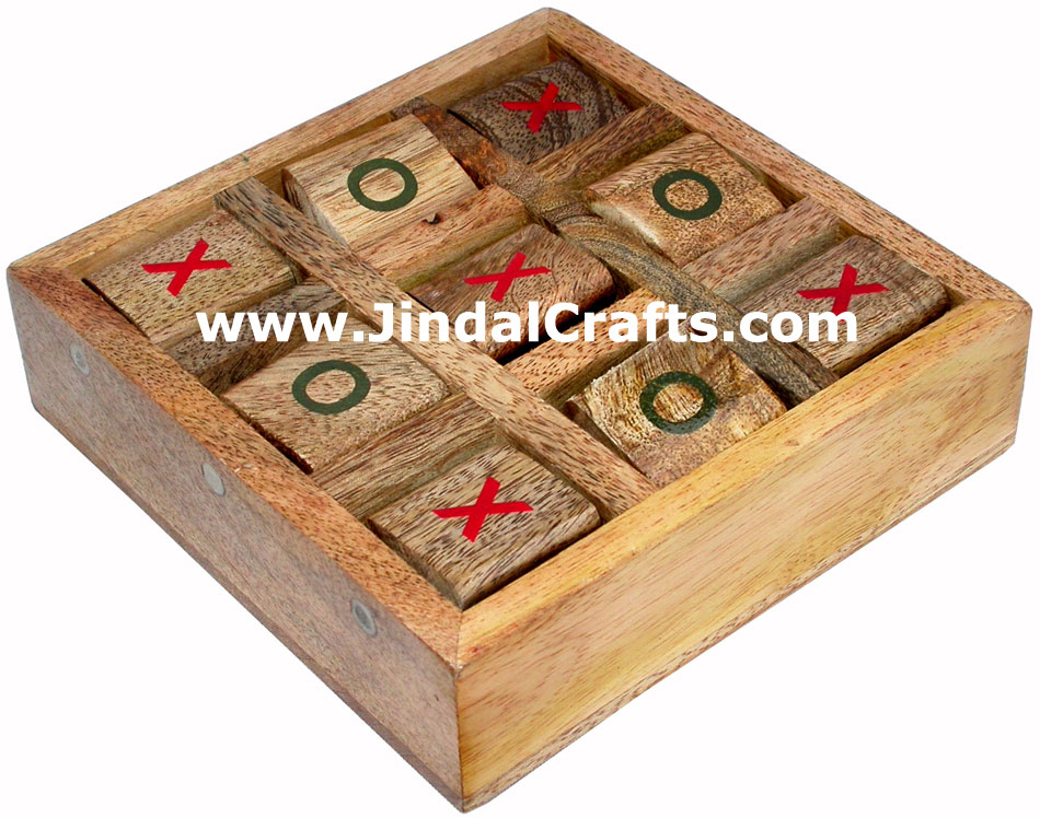 Wooden Tic Tac Toe Game Indian Art Craft Handicraft Traditional Game