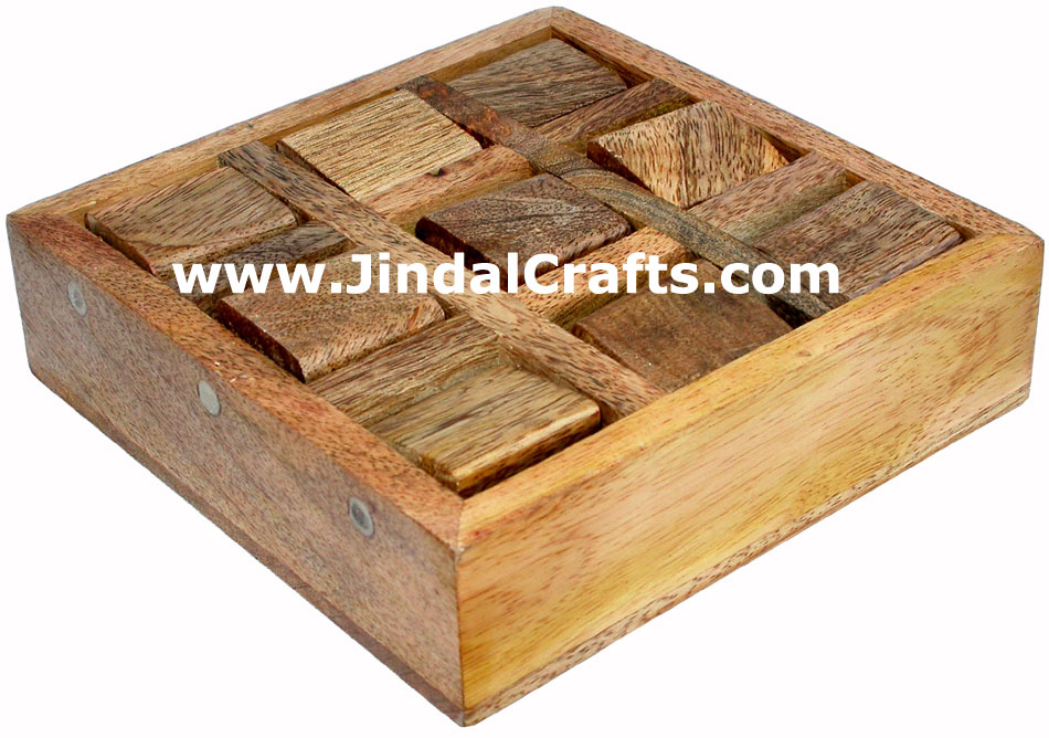 Wooden Tic Tac Toe Game Indian Art Craft Handicraft Traditional Game