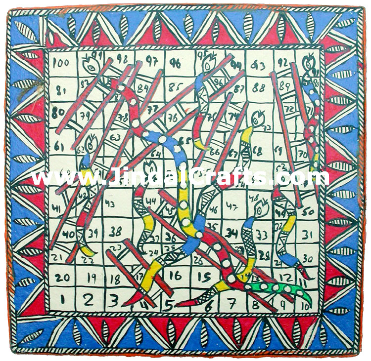 Handmade Papier Mache Snakes and Ladders Game