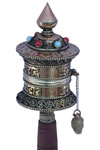 Prayer wheels are called Mani wheels by the Tibetans. A prayer wheel is a wheel on a spindle, and on the wheel are written or encapsulated prayers or mantras. According the Tibetan Buddhist belief, spinning such a wheel will have much the same effect as o
